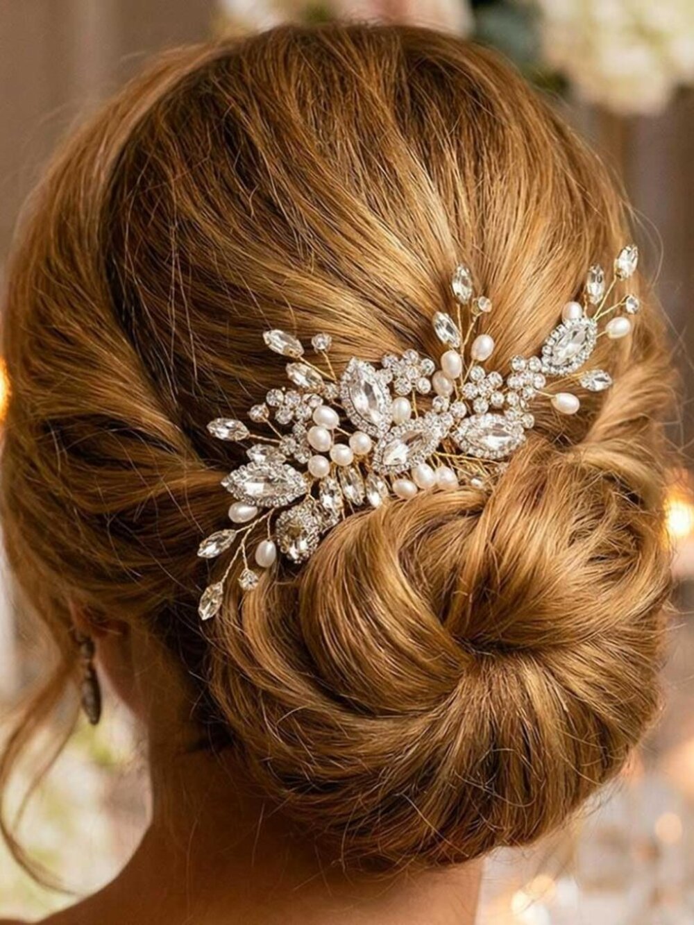 Crystal Bride Wedding Hair Comb Pearl Bridal Hair Piece Hair Accessories for Wom - Picture 4 of 7